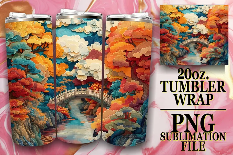 Spring Embroidered Beauty Tumbler Wrap - 20oz