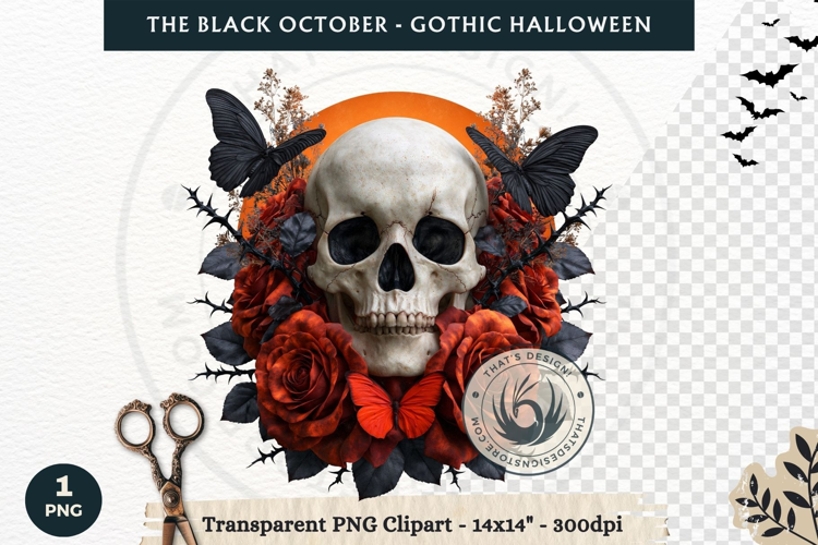 The Black October Gothic Halloween Clipart, Horror character
