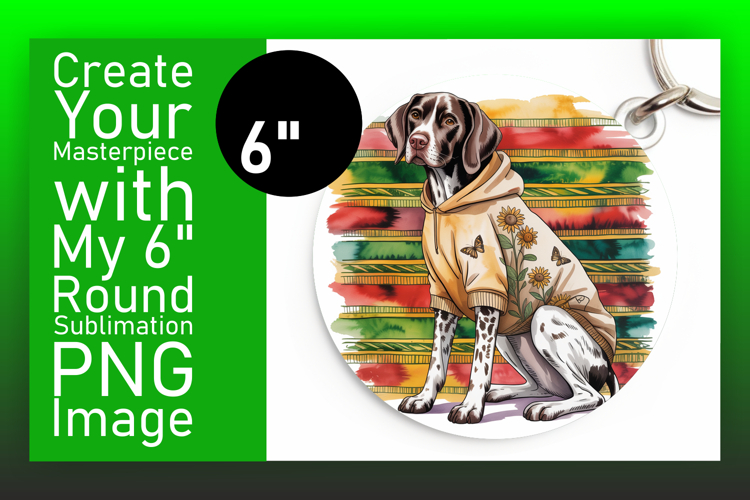 Stylish Round Design for Keychains , Cute Dog