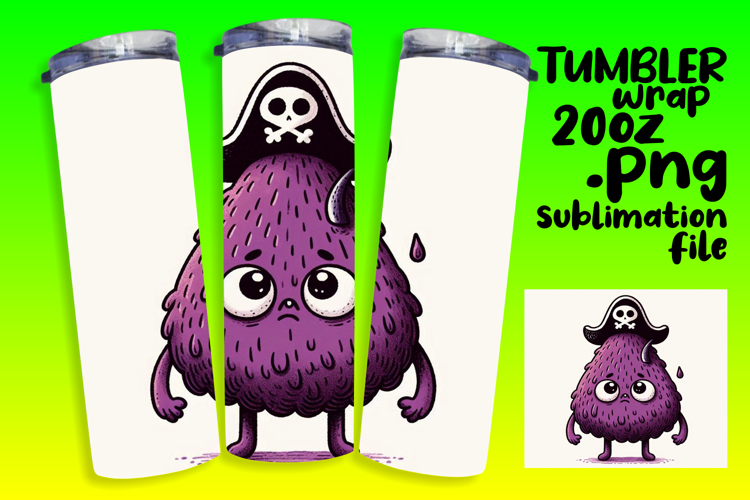 VIBRANT 20oz Tumbler Artwork for Sublimation , Monster