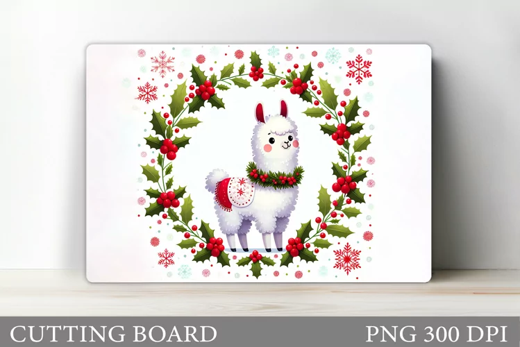 Christmas Lama Cutting Board. Christmas Cutting Board