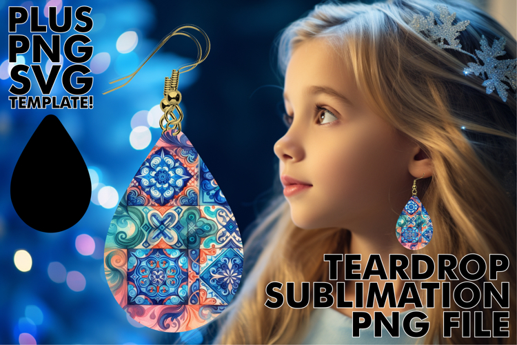 Fashionable Teardrop Earrings Art, Watercolor Pattern