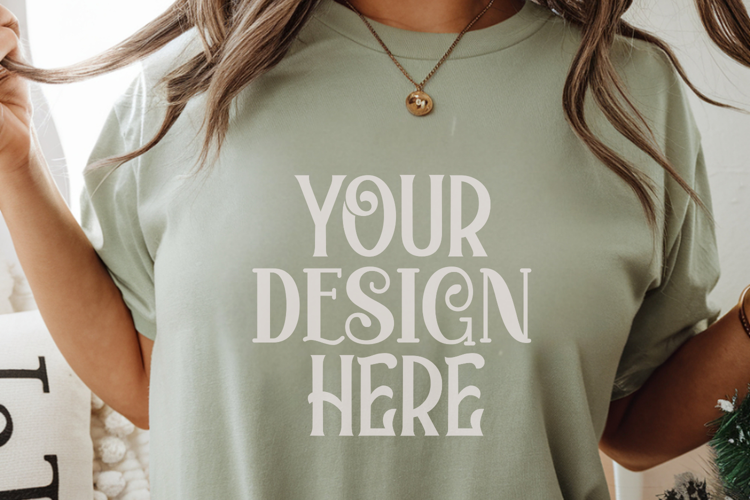 Moss Comfort Colors 1717 Christmas Mockup, CC 1717