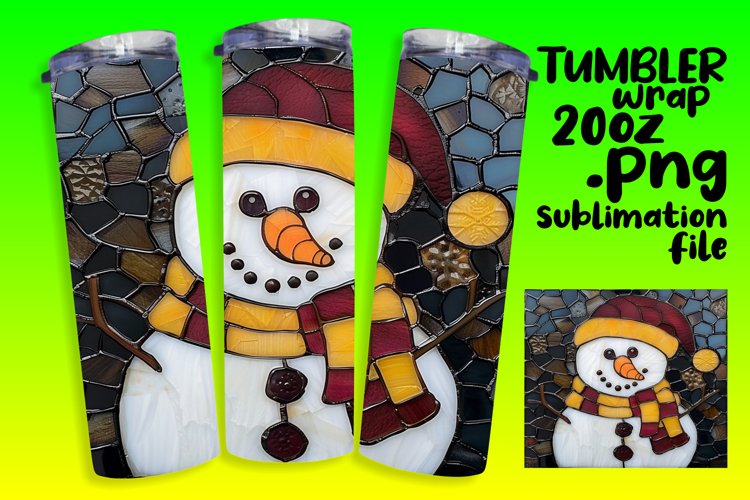 Snowman 3D Tumbler Wrap Stained Glass