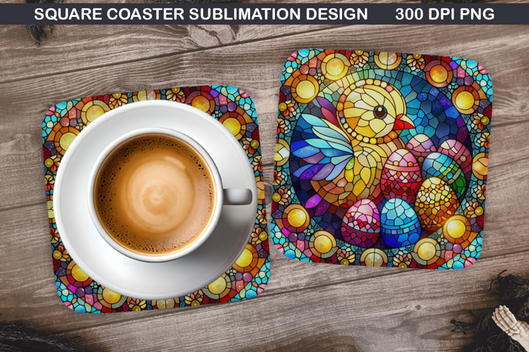 Chicks Coaster Sublimation, Easter Coaster PNG Design
