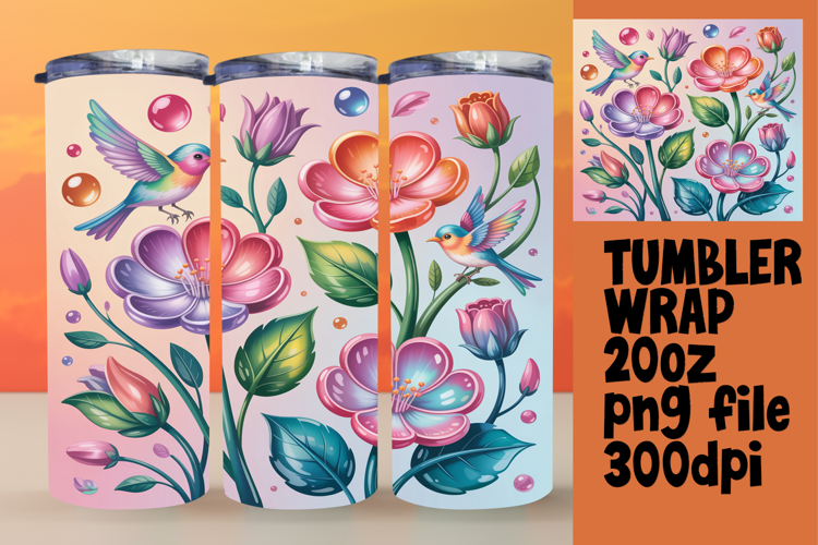 VIBRANT 20oz Tumbler Artwork , Birds