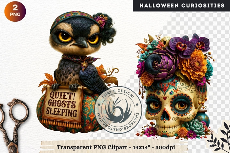 Surreal Halloween Character Cliparts Spooky Curiosities