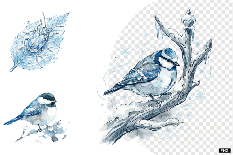 Winter Birds Garden Clipart