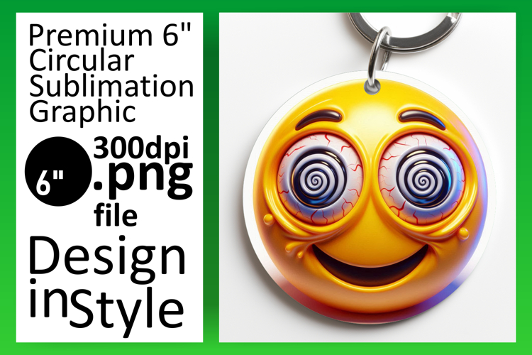 Charming Round Design for Sublimation , 3D Emoji
