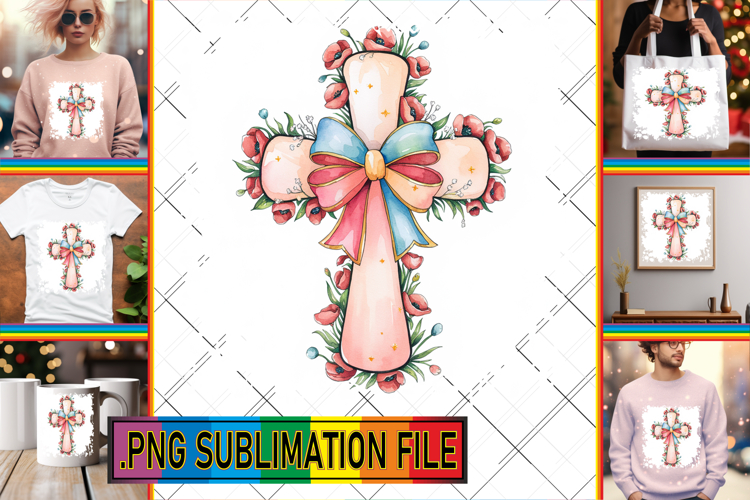 Bright TSHIRT Magic Ideas PNG, Flower Cross