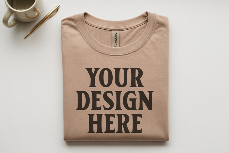 Heather Dust Bella Canvas 3001 Flat Lay T-Shirt Moc