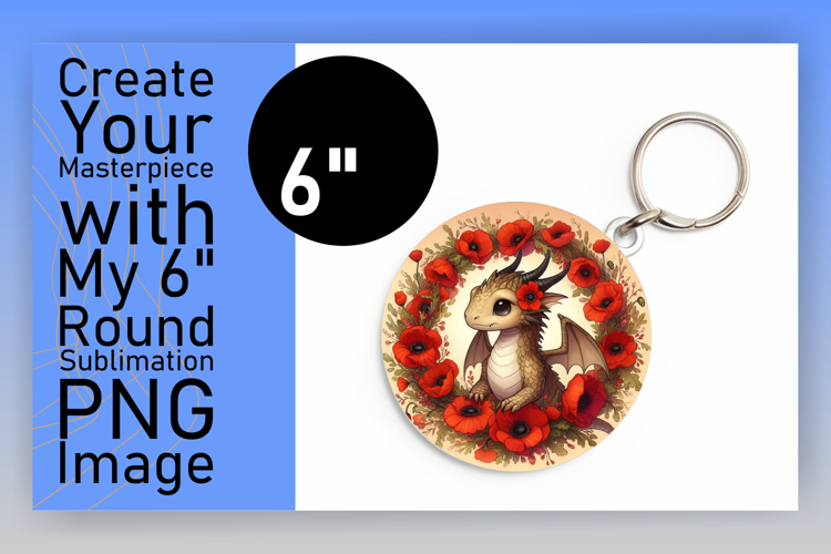 Artful Circle Design for Keychains , Dragon