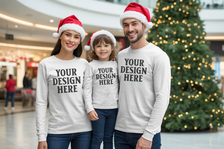 Christmas Family Matching T-Shirt Mockups | Holiday Group