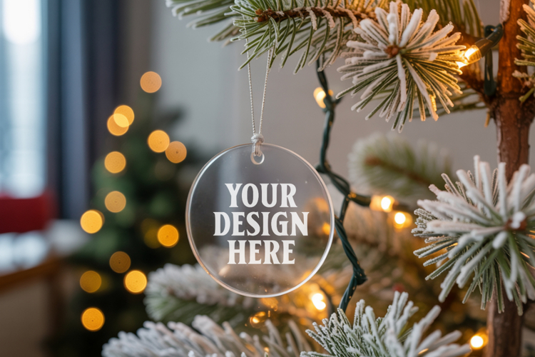Acrylic Christmas Ornament Mockups , acrylic blank mockup