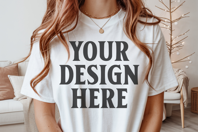 Christmas Comfort Colors 1717 Ivory T-Shirt Mockup Real