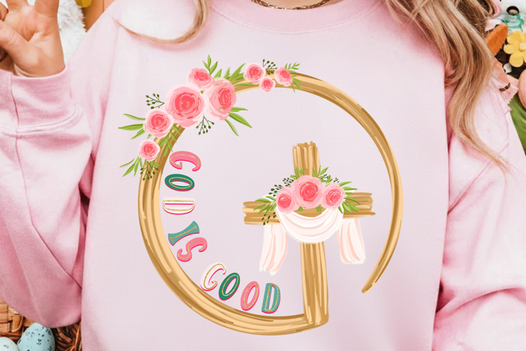 God Is Good Floral PNG, Christian Bible Verse Design, Bible