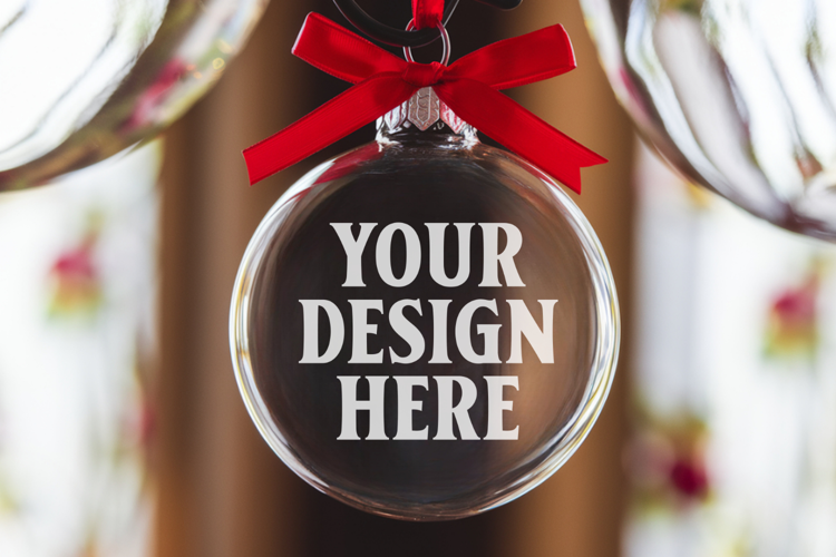 Acrylic Christmas Ornament Mockups | Clear Holiday Ornament