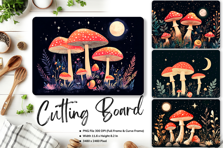 Mushroom Cutting Board Mushroom Night Chopping Board_59