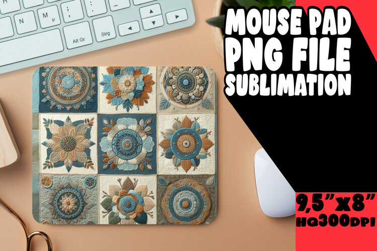 Cozy Mouse Mat Design Sublimation, Patchwork example image 1