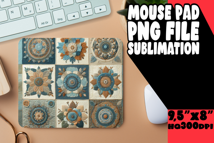 Cozy Mouse Mat Design Sublimation, Patchwork