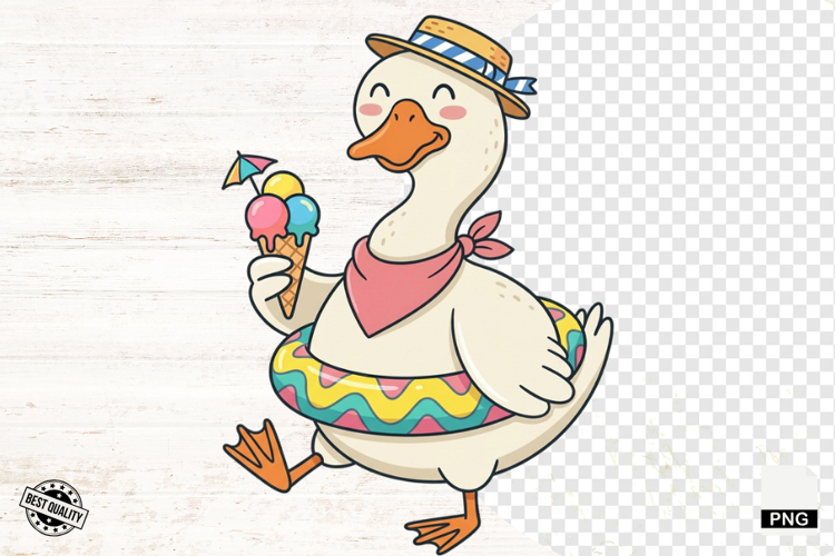 Summer Silly Goose Clipart PNG