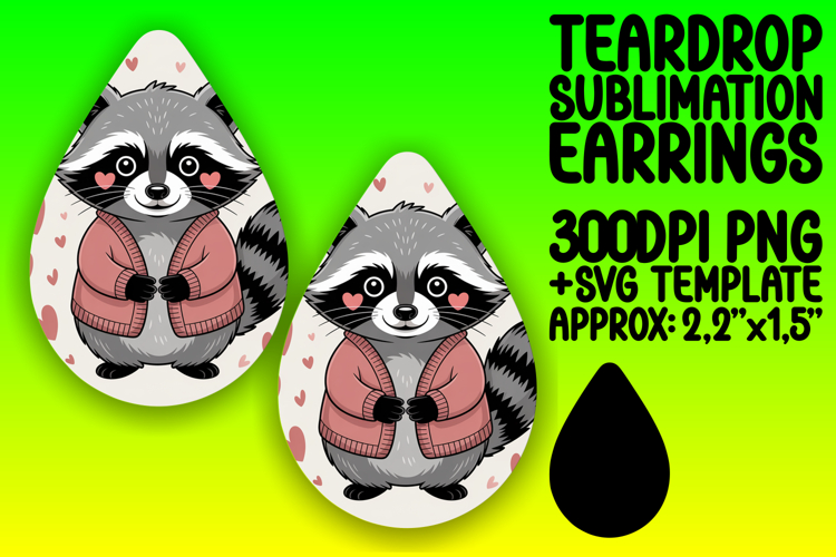 Dynamic Teardrop Earrings Template PNG , Valenines Animals