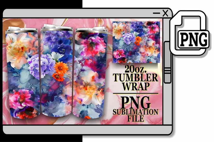 Chic Abstract Flower Petals Pattern Wrap for 20oz Tumbler