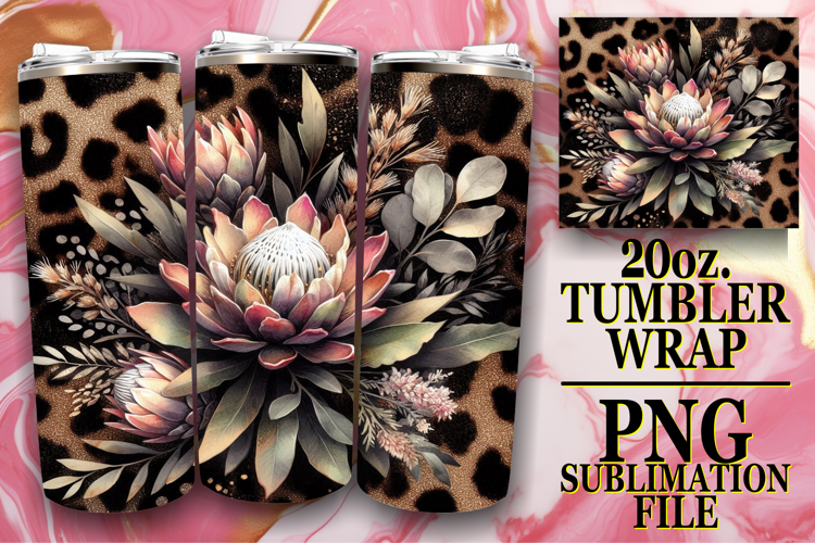Dreamy Reflections 20oz tumbler wrap, Leopard Prints