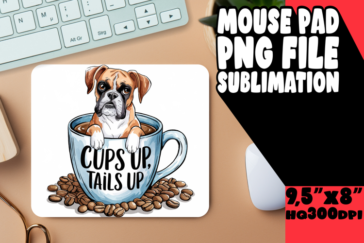JOYFUL mouse MAT Playful Art, Coffee Dog