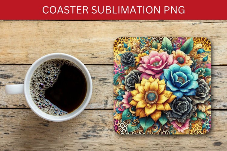 square coaster - sunflowers pattern example image 1