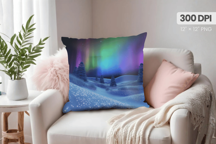 Winter Christmas Wonderland PNG Pillow, Winter Pillow Design