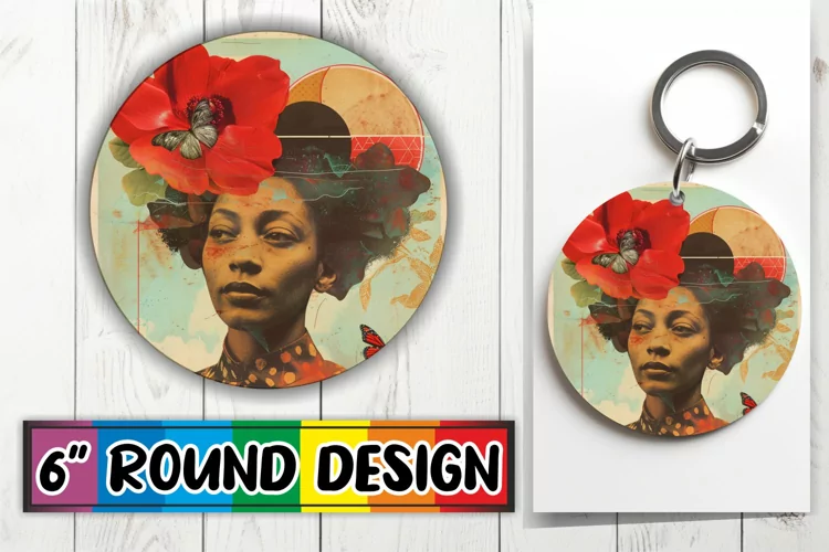 Abstract Art Black Woman Round Design Artistic Style PNG
