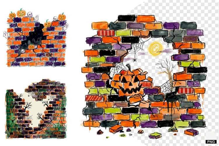 Halloween Brick Wall PNG