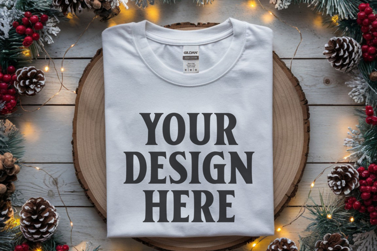 Gildan 64000 Forest Green Folded Christmas Flat Lay T-shirt