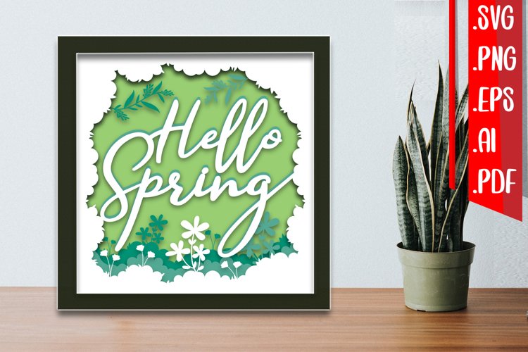 Spring layered papercut - svg eps ai png pdf example image 1