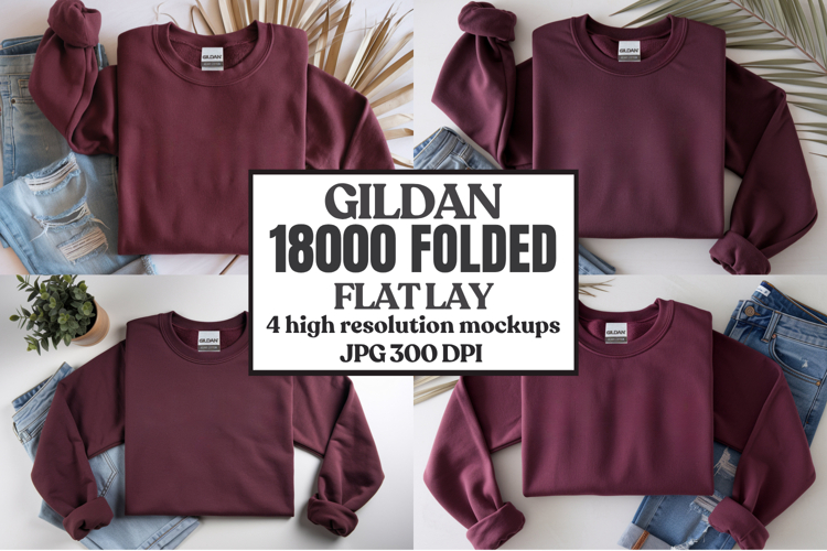 Gildan 18000 Sand Folded Flat Lay Mockups