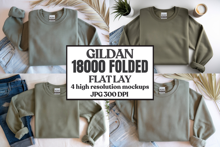 Gildan 18000 Sand Folded Flat Lay Mockups