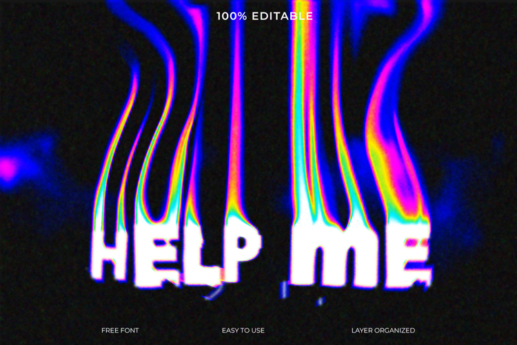 Vibrant Help Me Text Graphic with Psychedelic Effects example image 1