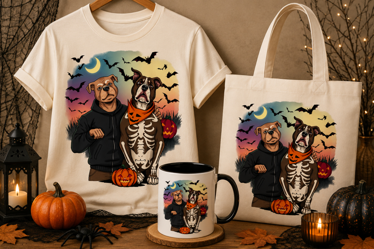 Halloween Bulldog PNG | Skeleton Costume Dog Spooky Design