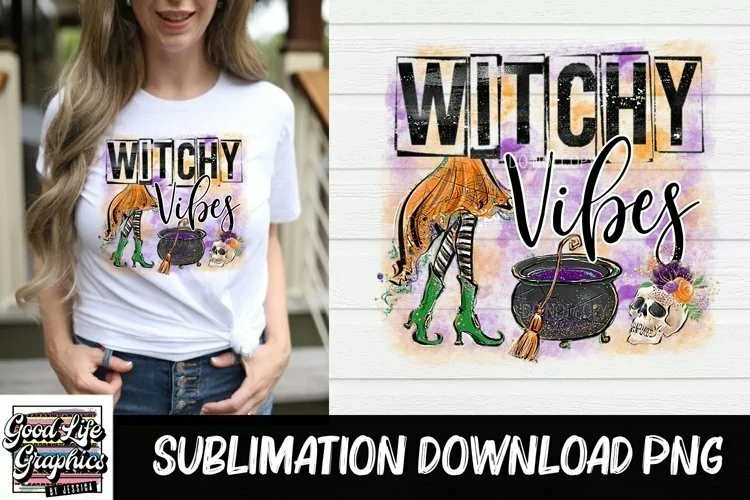 Witchy Vibes Halloween Sublimation designs for tshirts