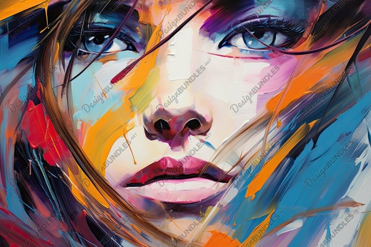 Abstract Oil Painting Techniques with Woman Face Background