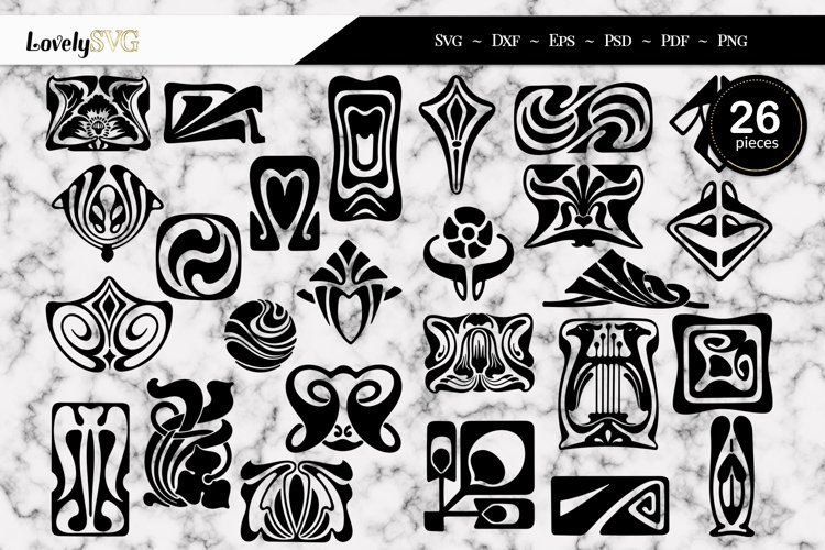 Vintage Art Nouveau Symbols, SVG Cut Files