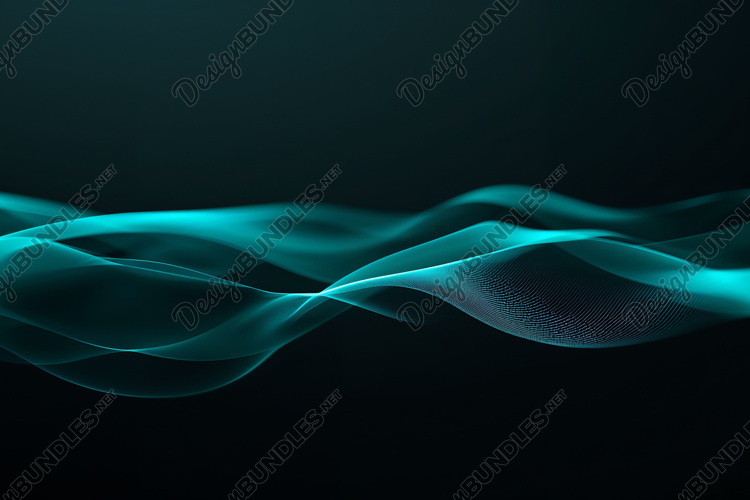 Cyan Digital Wave Lines Background Wallpaper