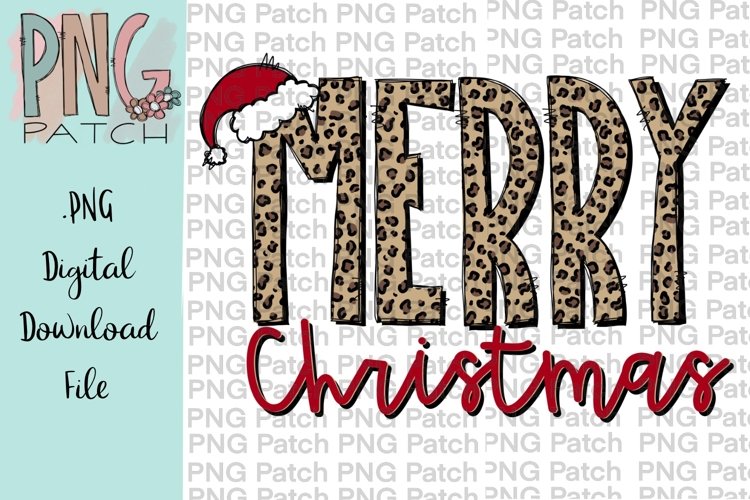 Leopard Print Merry Christmas Sublimation Design example image 1