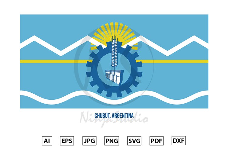 Chubut Flag Vector Illustration. Flag of Argentina Provinces example image 1
