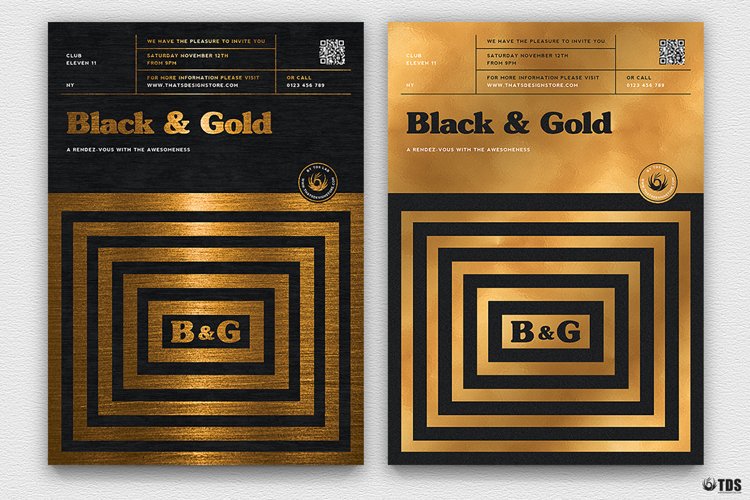 Minimal Black and Gold Flyer Template V9 example image 1