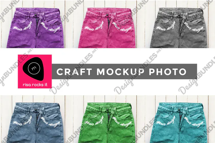 Colorful Jeans Craft JPG Mockup