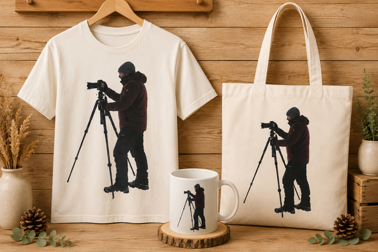 Night Photographer with Camera on Tripod Art Print