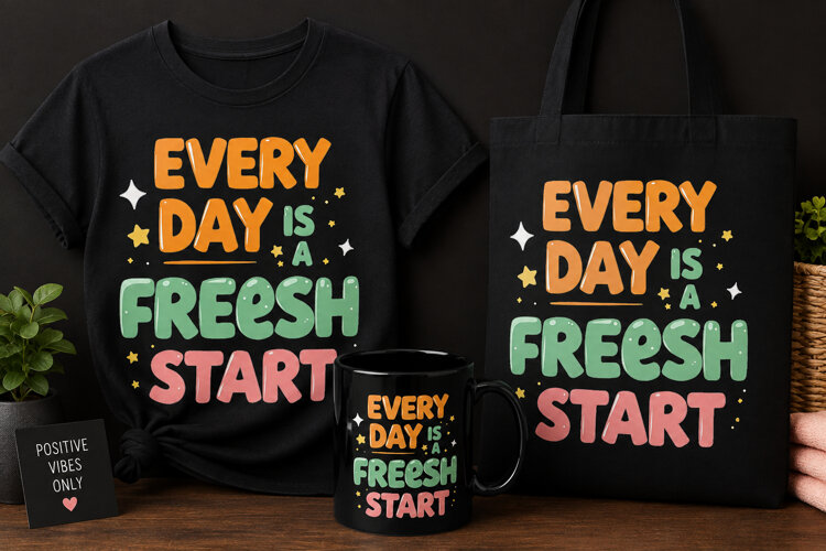 Every Day Is a Fresh Start PNG | Inspirational Quote Design example image 1