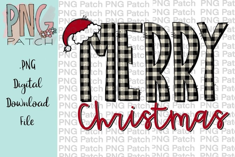 Buffalo Plaid Merry Christmas Sublimation Design example image 1